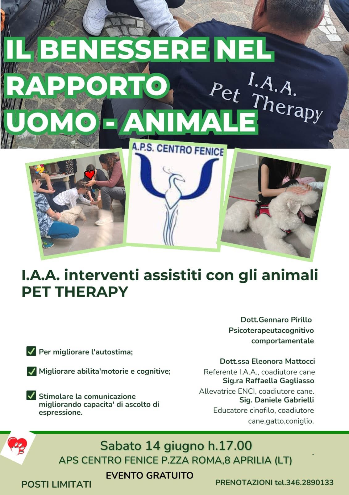 Locandina dell’evento sugli interventi assistiti con animali